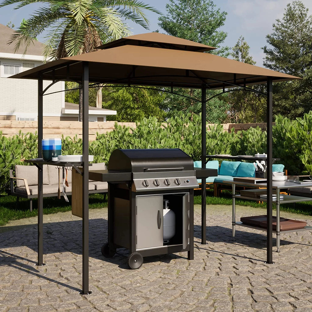 Khaki 8 x 5 FT Grill Canopy with Air Vent Z73318