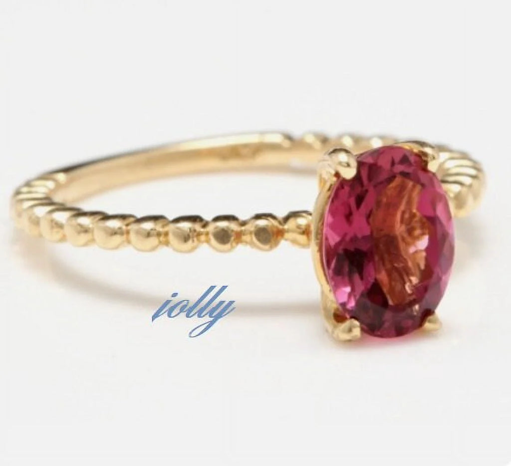 Natural Tourmaline Ring, 14k Gold Filled Oval Cut Tourmaline Engagement Ring G81671