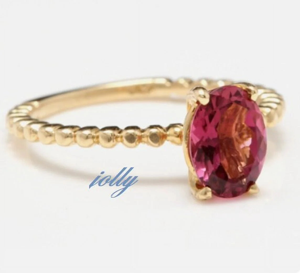 Natural Tourmaline Ring, 14k Gold Filled Oval Cut Tourmaline Engagement Ring G81671
