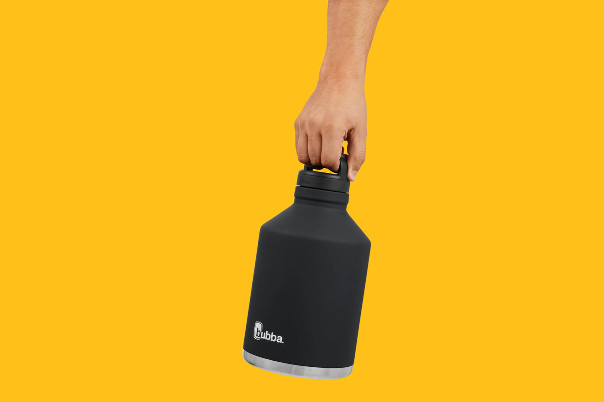 Stainless Steel Water Bottle with Wide Mouth Rubberized in Black, 84 fl. oz. O518