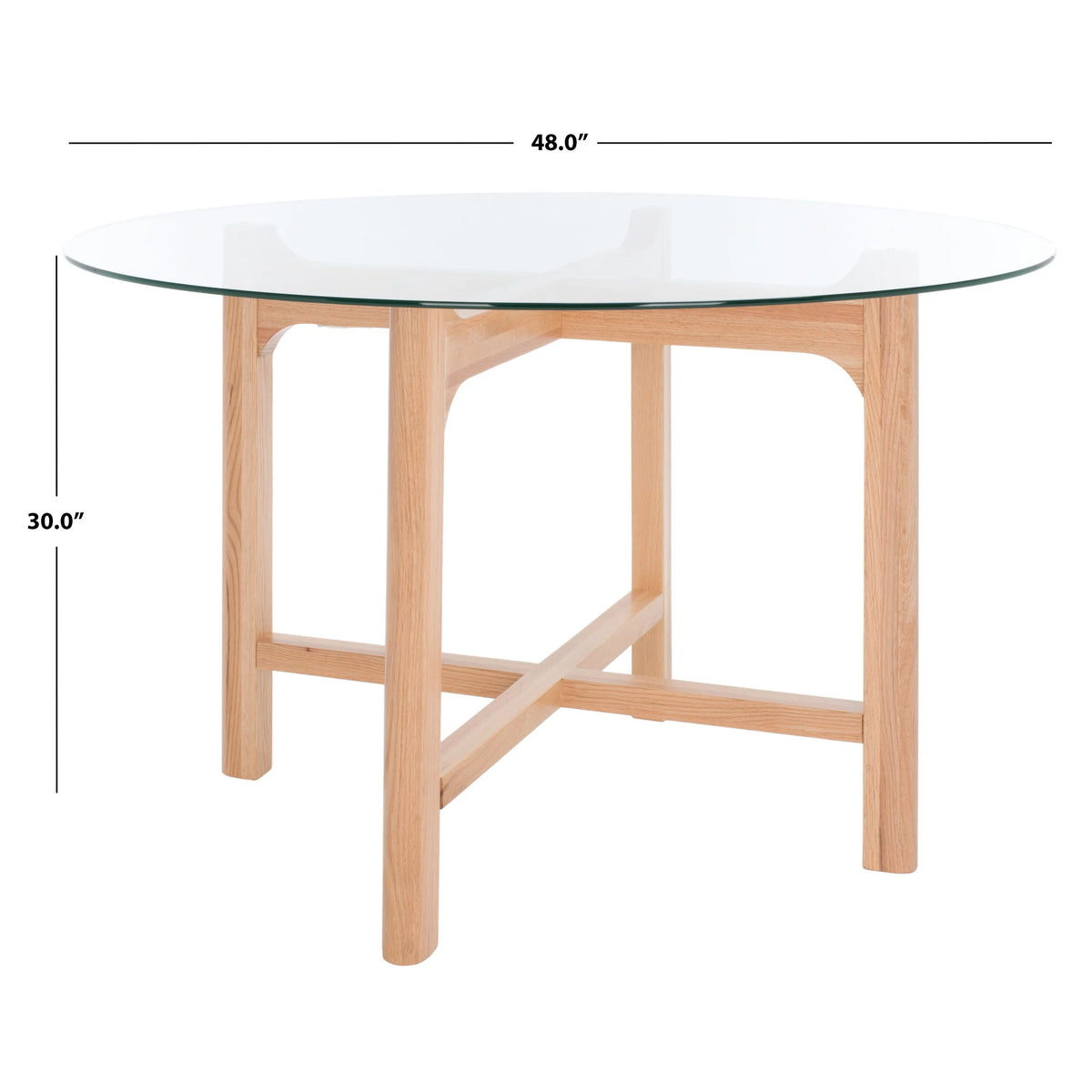 Solid Wood Tempered Glass Round Dining Table 48 in. O378