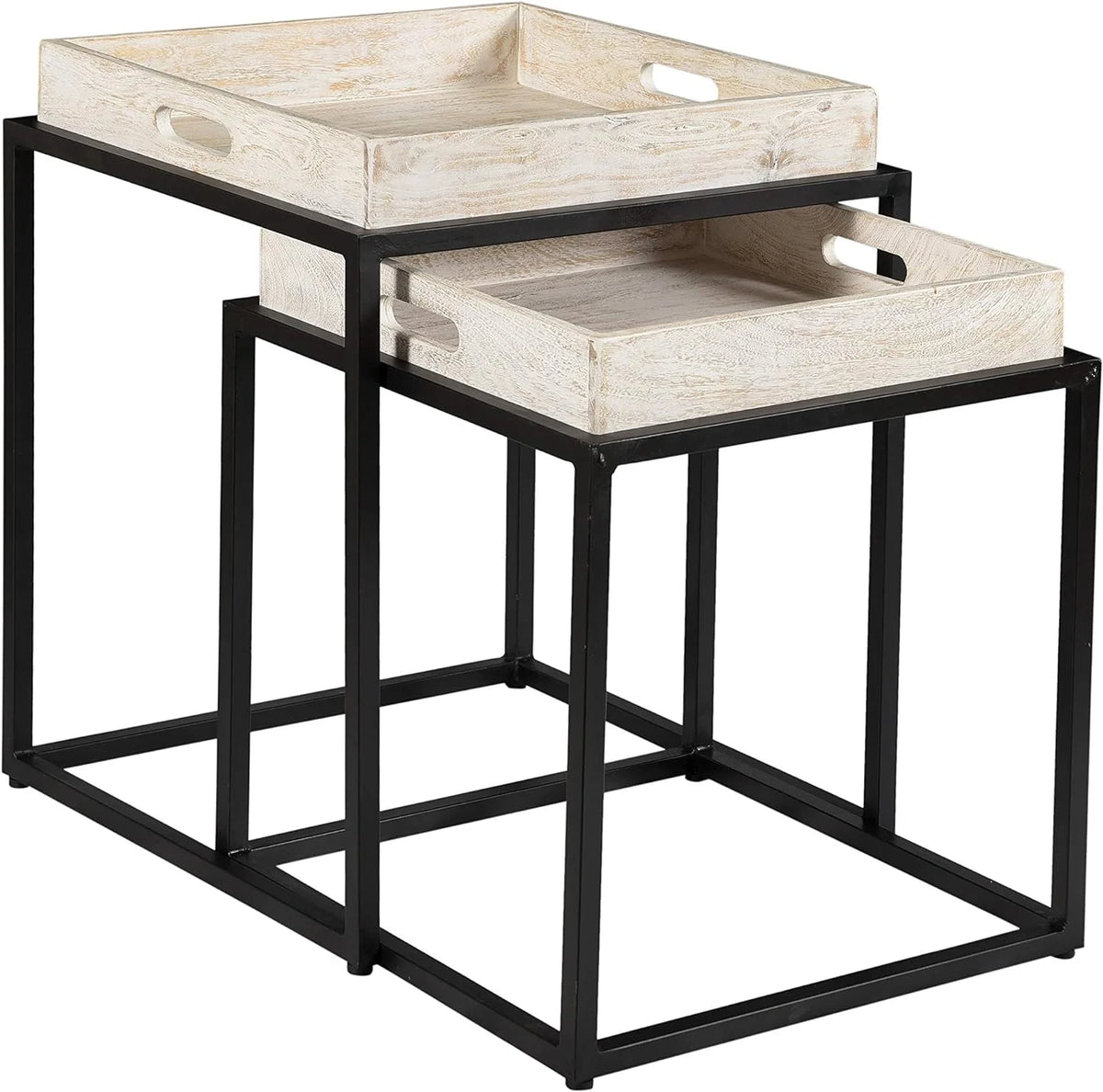 Natural Wood Nesting Tables Set Of 2 W7401