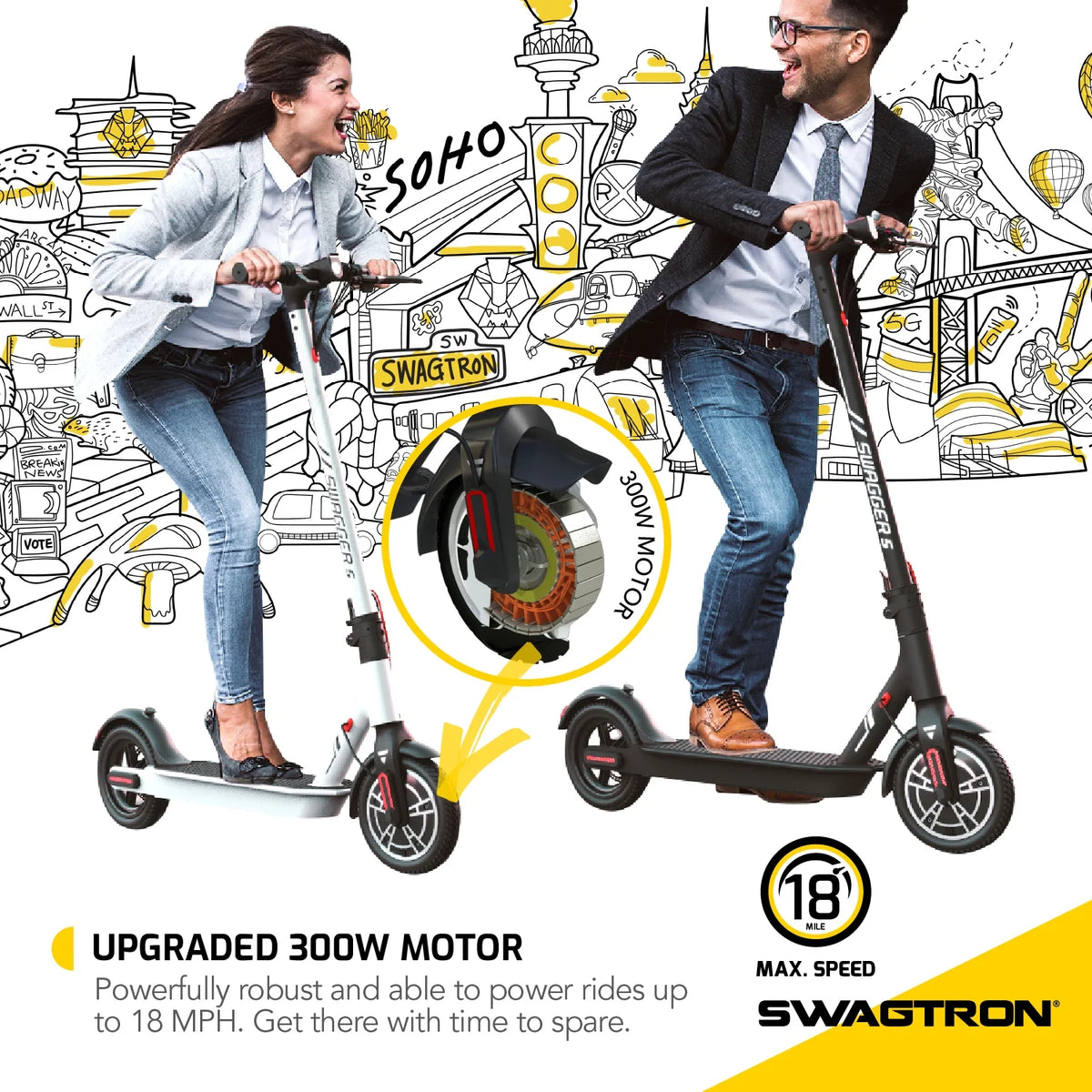 Adult Electric Scooter 320 lb Weight Limit 8.5 Inch No-flat Tires 300W Motor Y640673