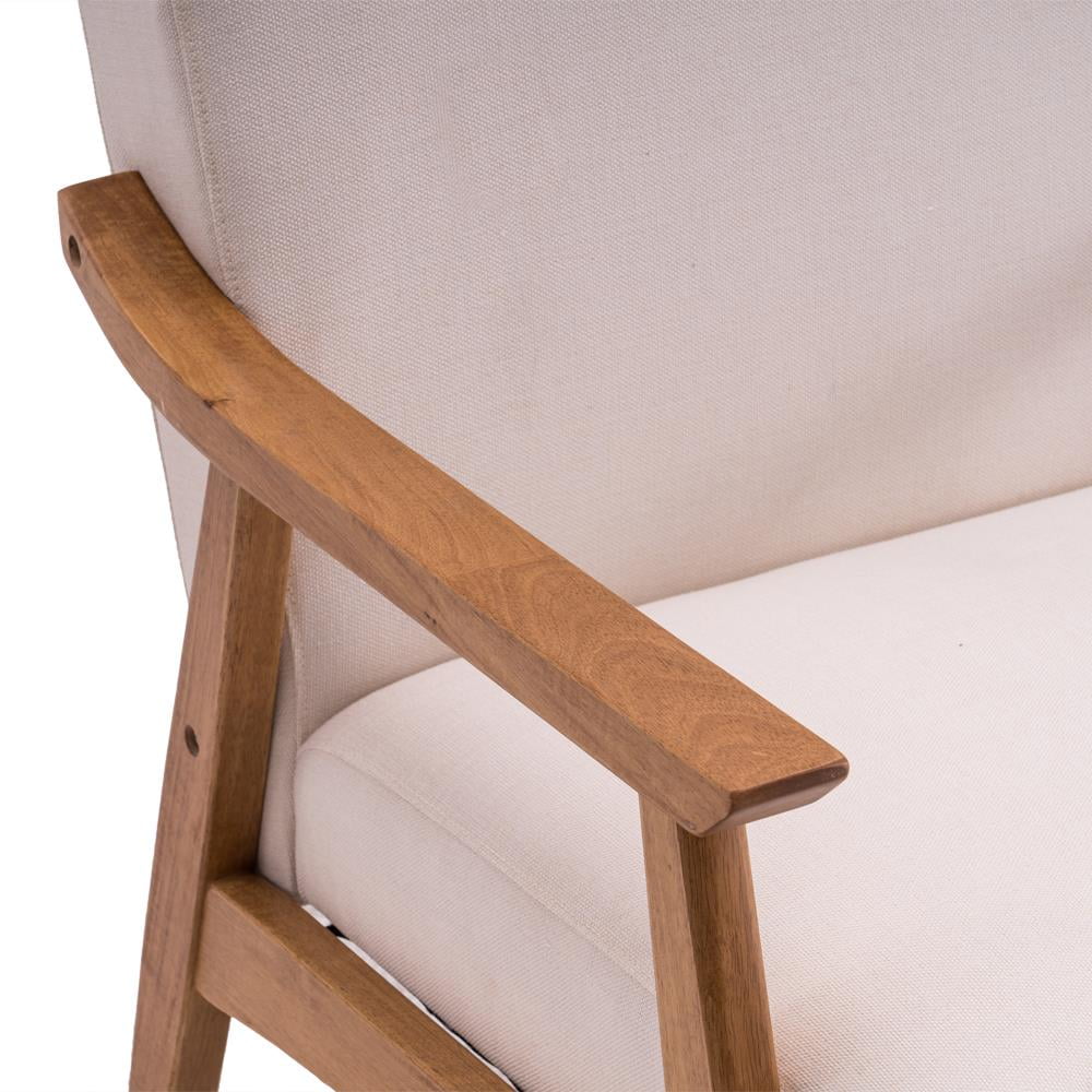Beige Accent Chair with Wood Legs Y887807