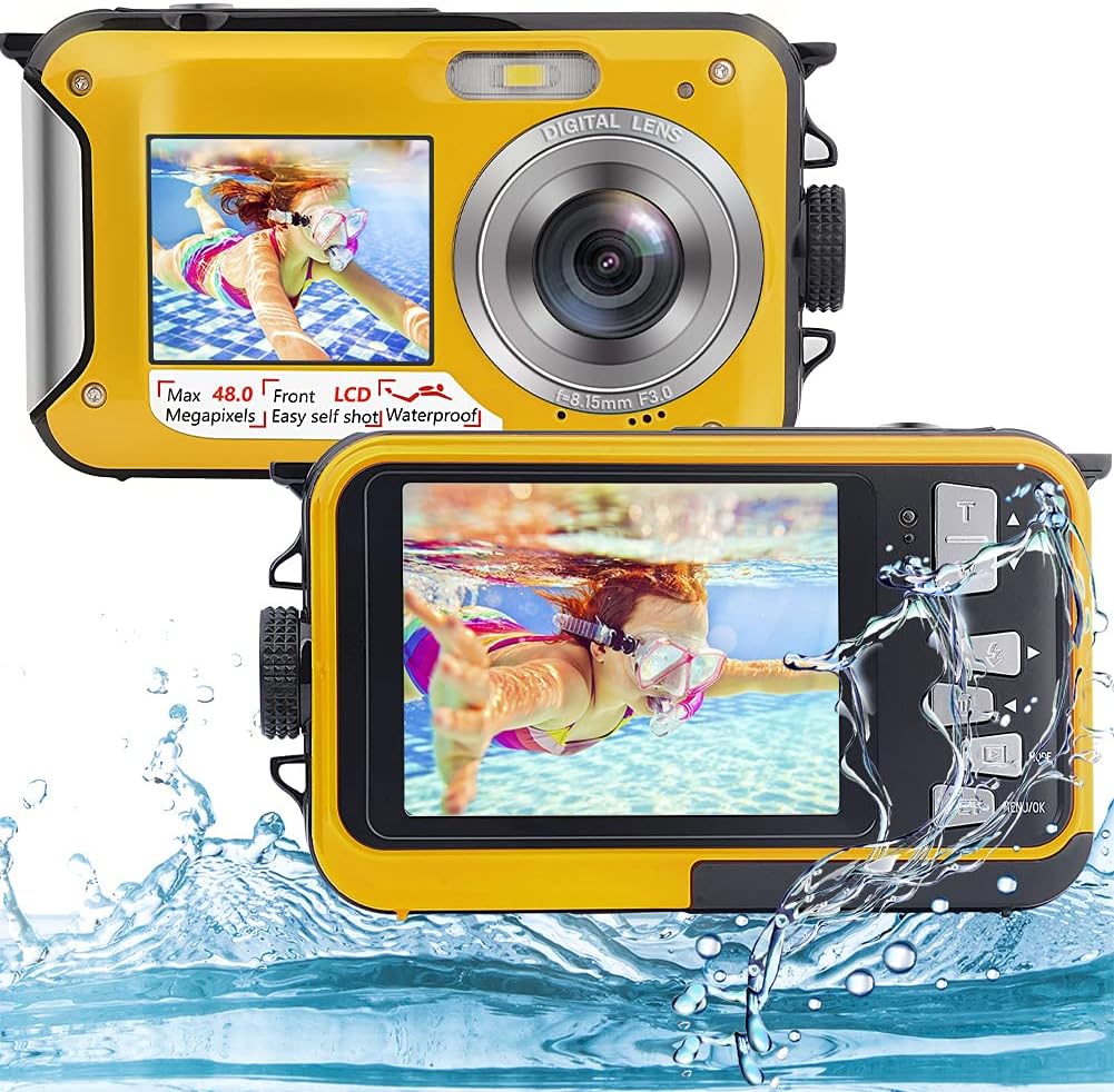 Underwater Camera 2.7K 48MP Waterproof Dual Screen Digital with 16X Digital Zoom W663