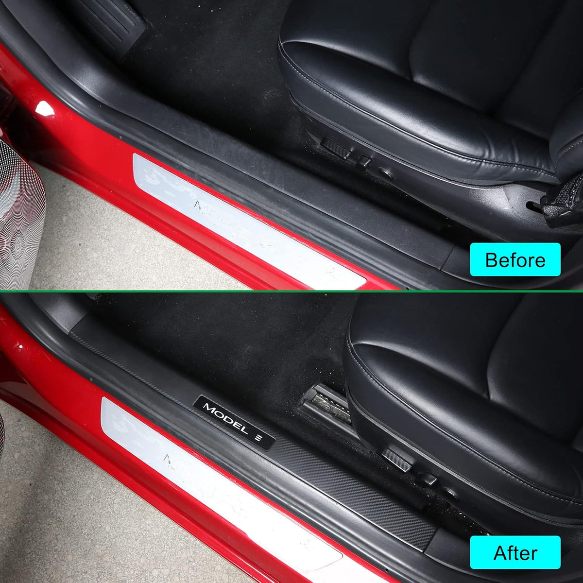 Matte Carbon Fiber Pattern ABS Plastic Door Sill Cover F82108