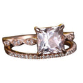 10k Rose Gold Morganite Diamond Moissanite Wedding Set S659