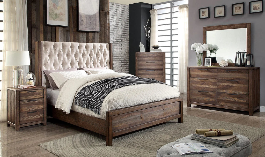 Natural Tone 5pc Cal King Bedroom Furniture Solid Wood S926