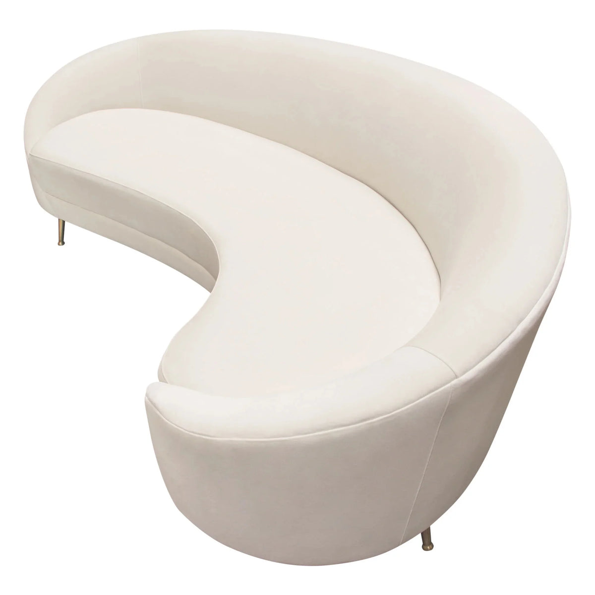 Light Cream Velvet Curved Sofa with Gold Metal Legs O981