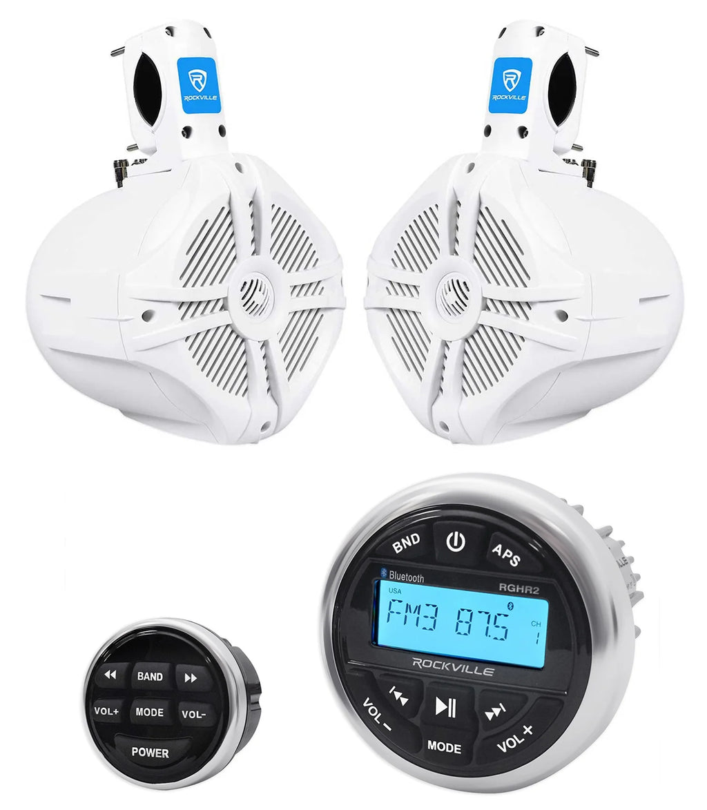 Marine Bluetooth USB Receiver with Remote and 6.5" Wakeboard Speakers E759