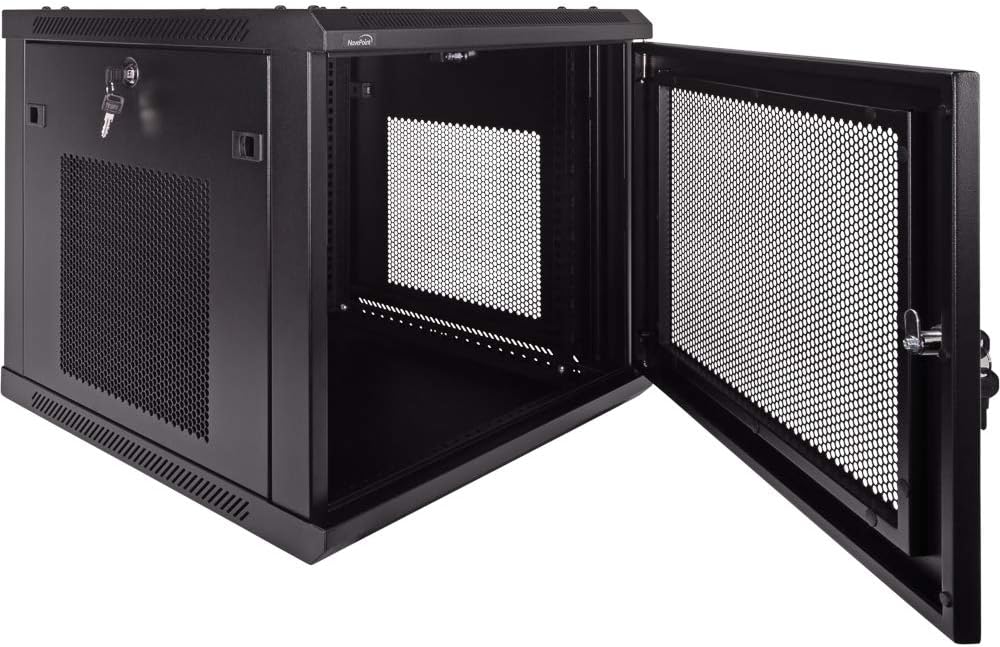 9U Wallmount Cabinet Enclosure 19-Inch Server Network Rack with Locking Perforated Door Black V25903