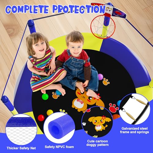 60" Trampoline with Basketball Hoop, Safety Enclosure A868523