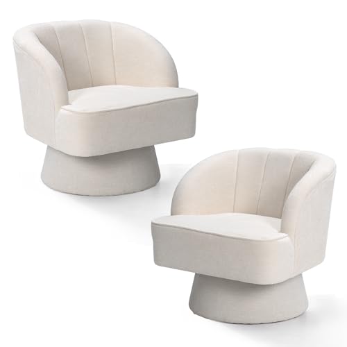Beige Linen Swivel Accent Chair J925