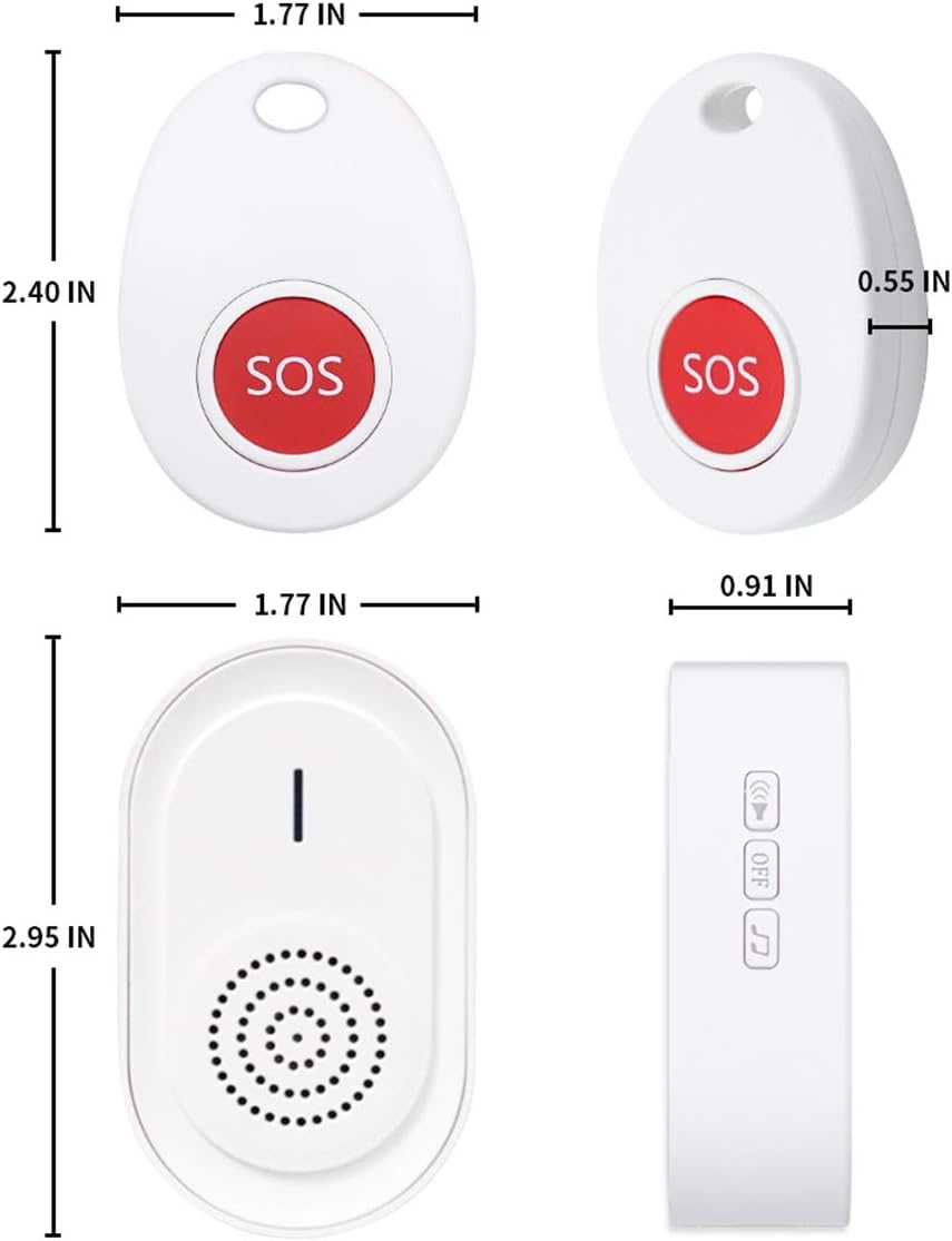 Wireless Call Button System with 2 Portable Rechargeable Receivers 3 Call Button C860579