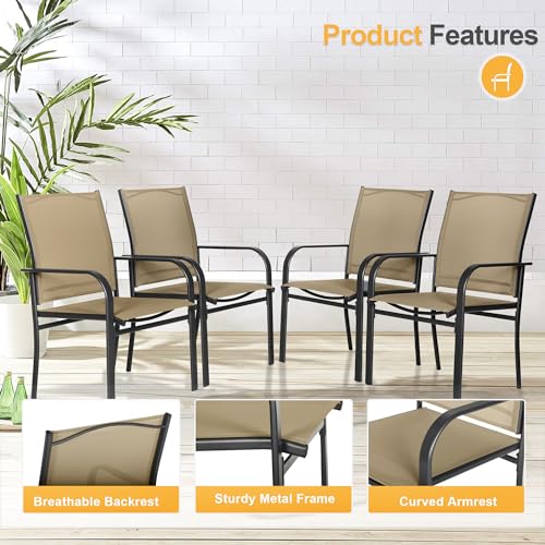 Dark Blue Wrought Iron Textilene Dining Chairs Set of 4 V4350