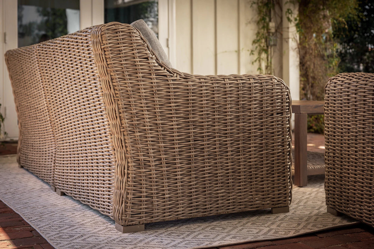 2 Piece Outdoor Sofa and Coffee Table Set with Gray Cushions Z16195