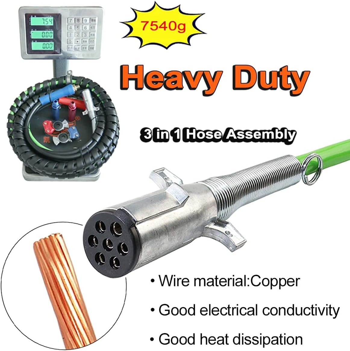 7 Way Semi Trailer ABS Wire & Air Hose Assembly (12FT) F690