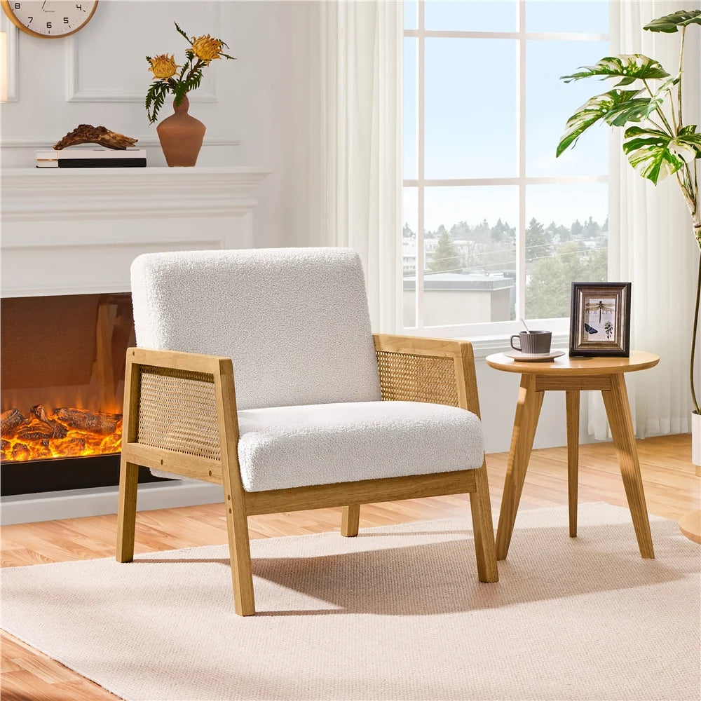 Beige Fabric Upholstered Accent Chair C7917