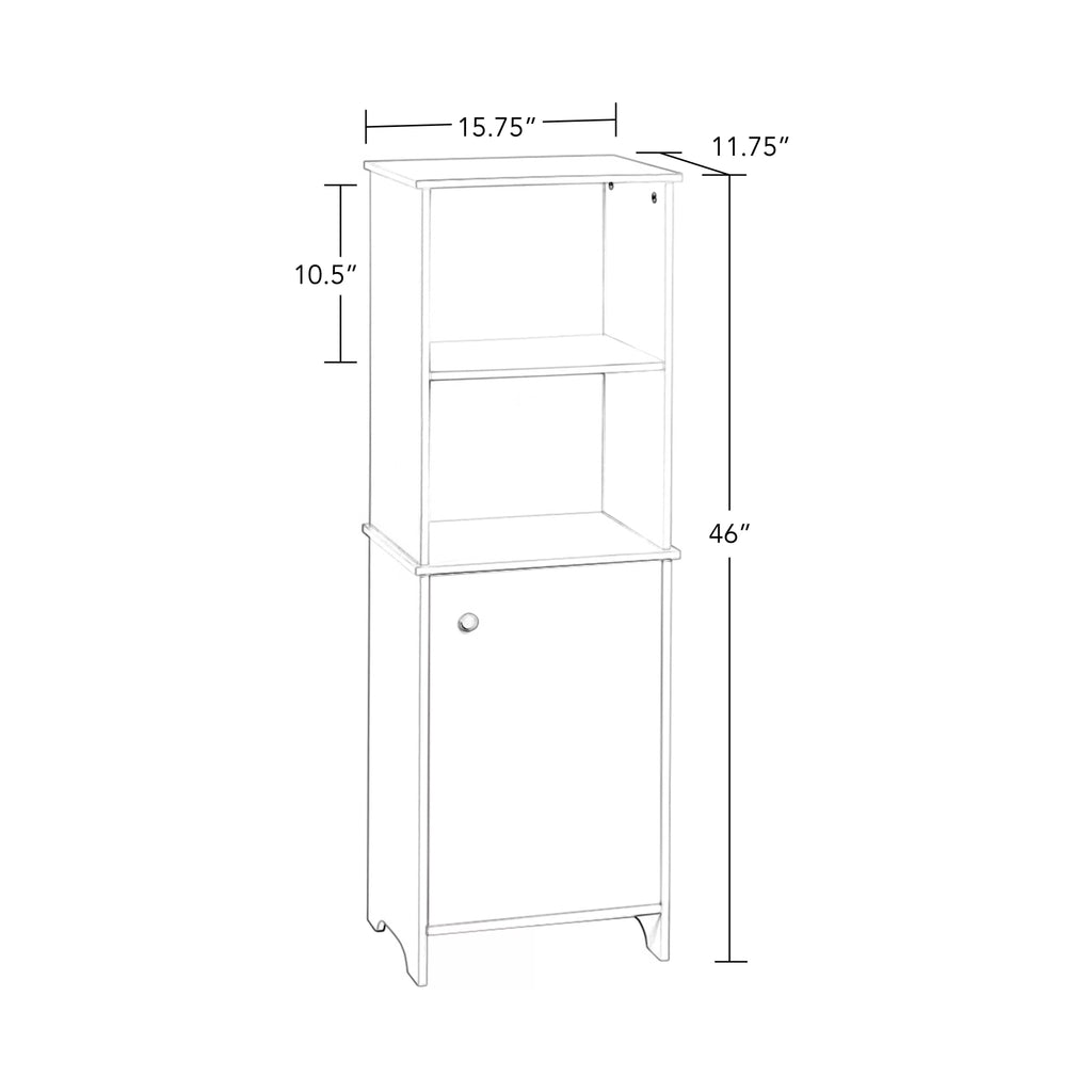 White Tall Bath Cabinet with 1-Door and Shelves Z549