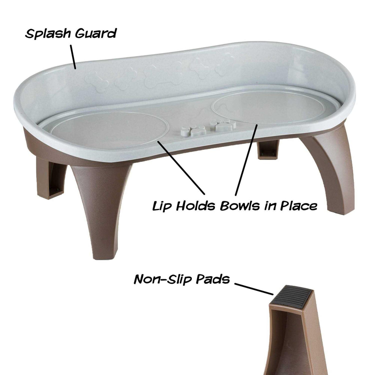 Elevated Pet Feeding Tray with Splash Guard Y596