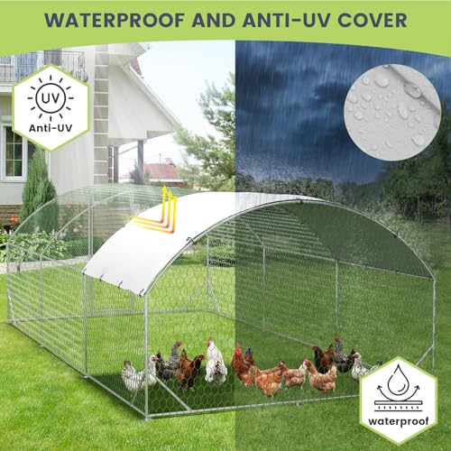 Large Metal Chicken Coop with Waterproof Cover Q1894