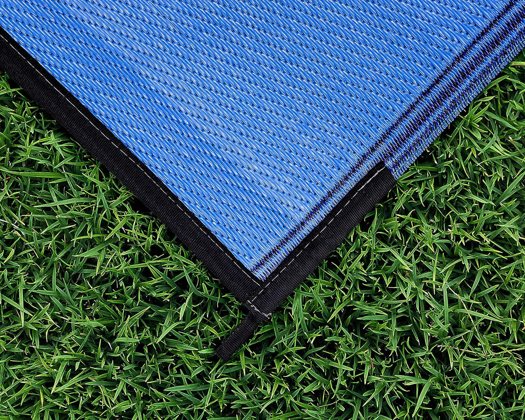 Reversible Outdoor Patio Mat 9' x 12' Lattice Blue W6417