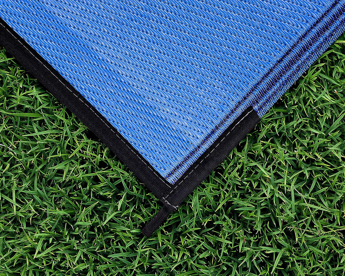 Reversible Outdoor Patio Mat 9' x 12' Lattice Blue W6417