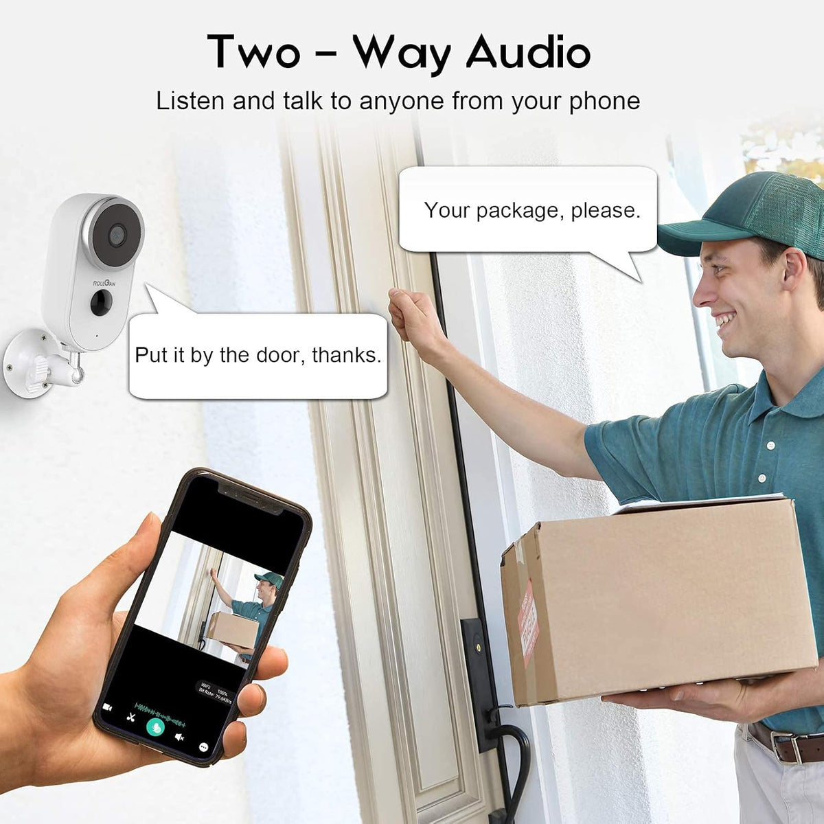 Wireless Outdoor Security Camera 1080P HD Rechargeable Battery Powered C411439