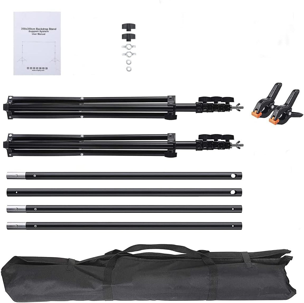 10x8.5FT Backdrop Stand Kit with Spring Clamp, Sand Bag, Carry Bag J967