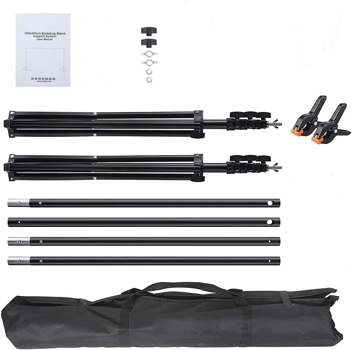 10x8.5FT Backdrop Stand Kit with Spring Clamp, Sand Bag, Carry Bag J967