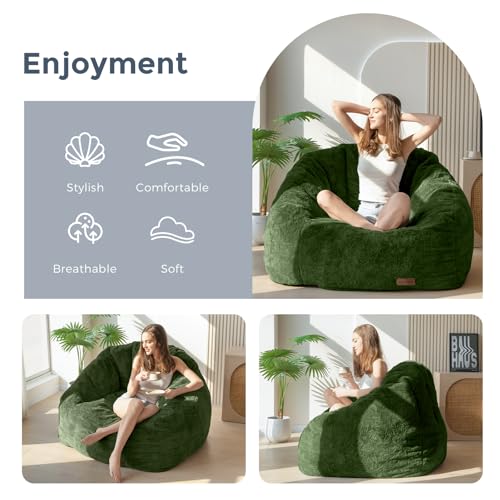 Oversized Faux Fur Bean Bag Chair with Filler V3672