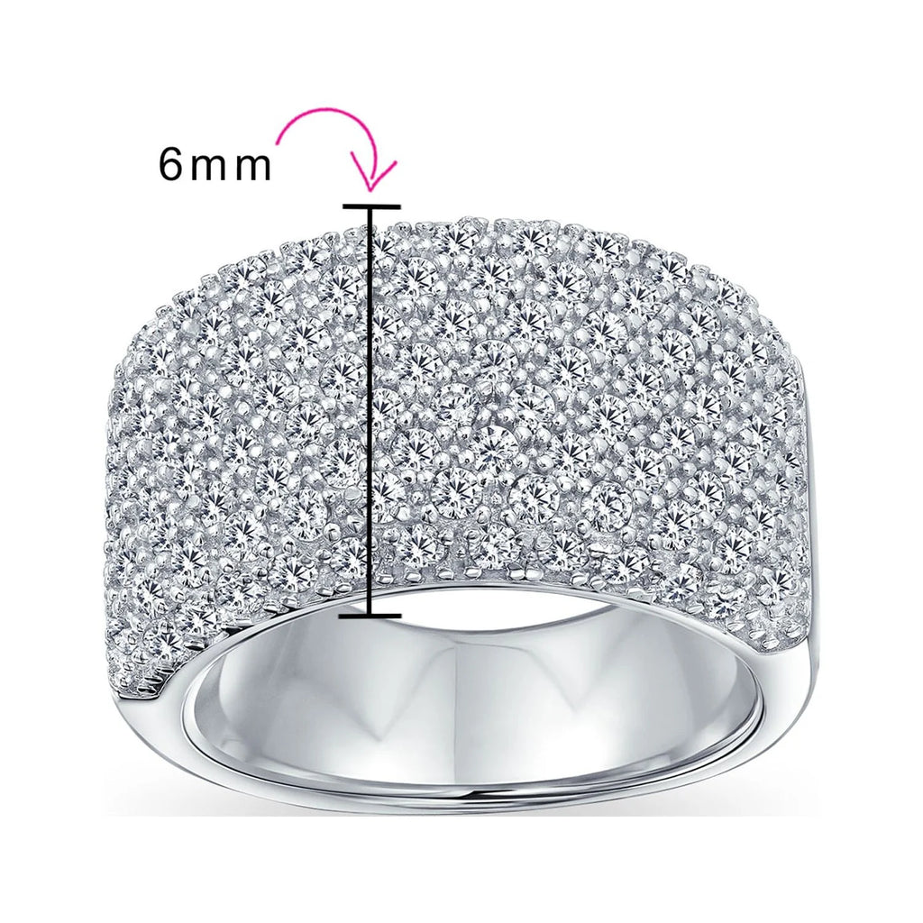 Wide Pave CZ Band Ring .925 Sterling Silver T6896