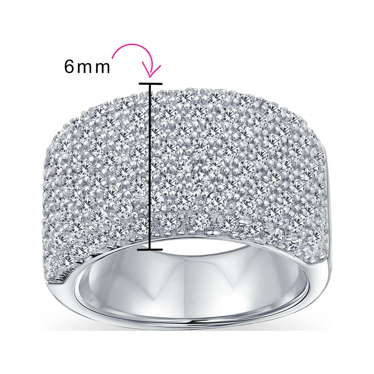 Wide Pave CZ Band Ring .925 Sterling Silver T6896