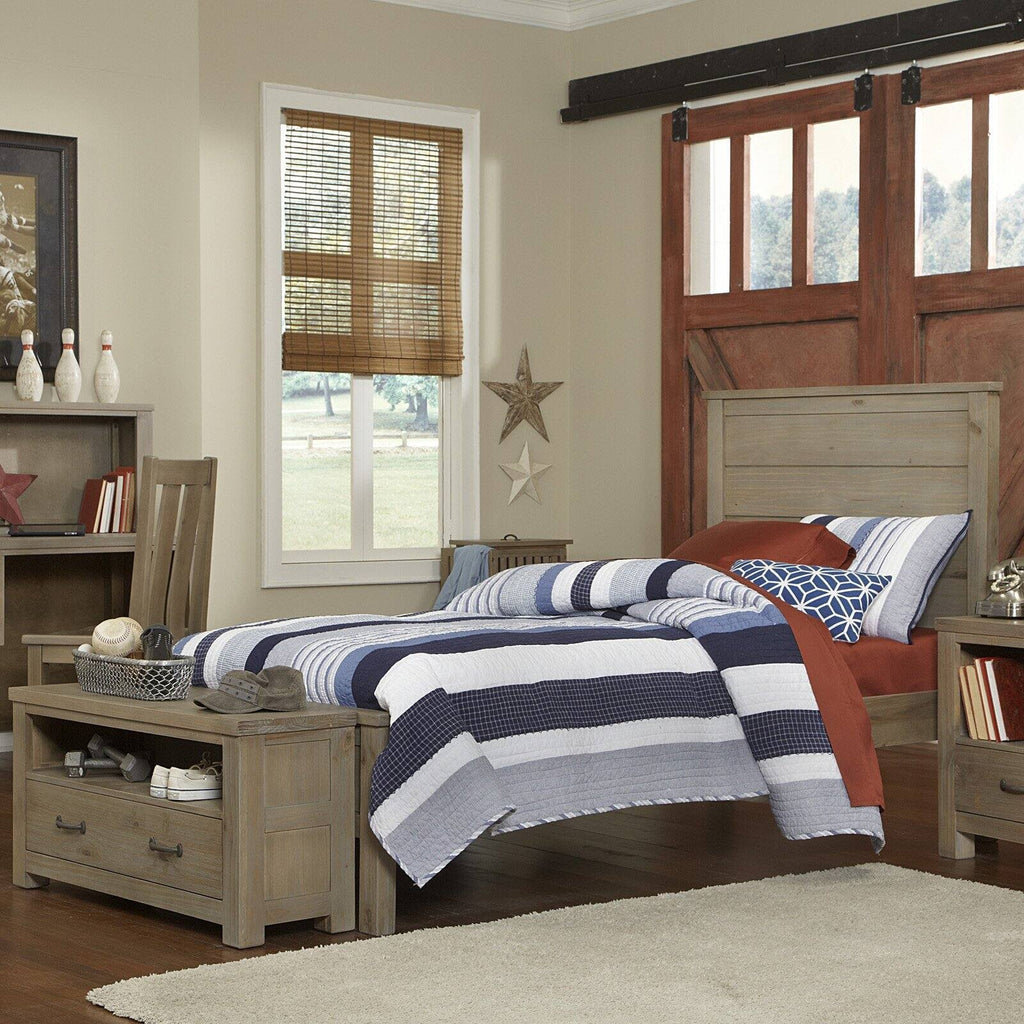White Full Panel Bed with Trundle P6796