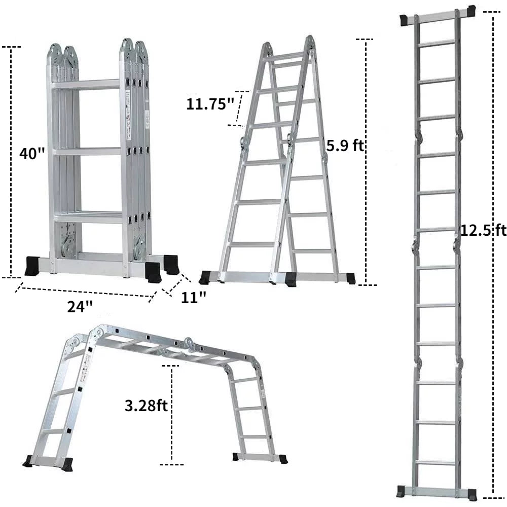 12.5ft 7 in 1 Folding Aluminium Scaffold Ladder Z2976