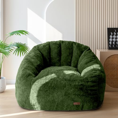 Oversized Faux Fur Bean Bag Chair with Filler V3672