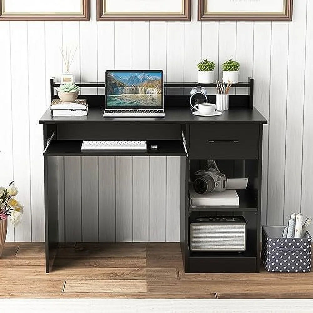 Computer Desk with Drawers, Hutch, Keyboard Tray & Adjustable F87563