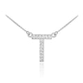 14K White Gold Diamond Initial Necklace 22" W2498