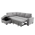 Gray L-Shape Sleeper Sectional Sofa with Storage Ottoman H587661