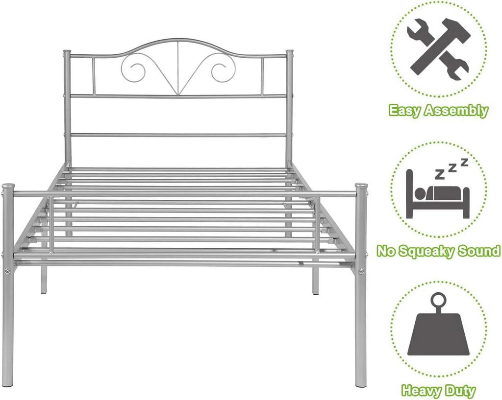 Heavy Duty Metal Single Bed Frame with Headboard T34093