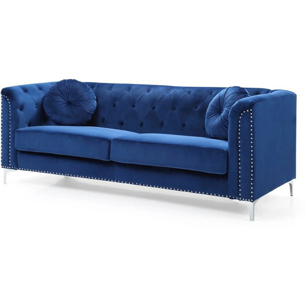 Velvet Sofa and Chair 2-Piece Set Navy Blue K9715