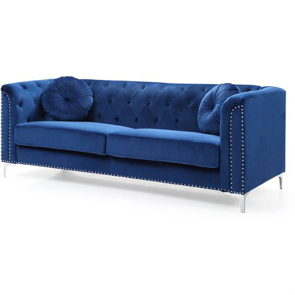 Velvet Sofa and Chair 2-Piece Set Navy Blue K9715