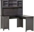 White L-Shaped Desk with Hutch and Drawers E153995