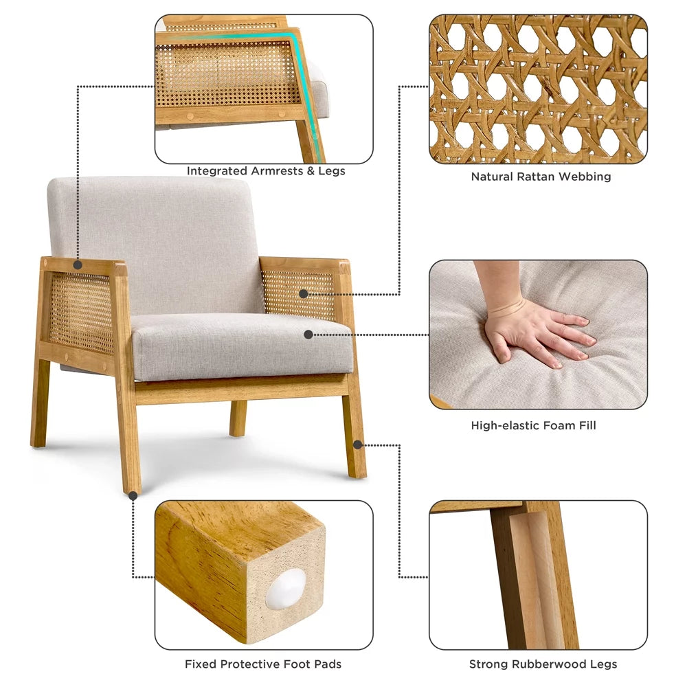 Beige Fabric Upholstered Accent Chair C7917