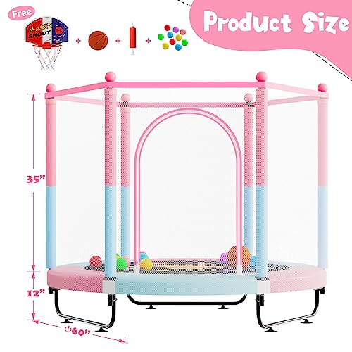 60" Trampoline with Basketball Hoop, Safety Enclosure A868523