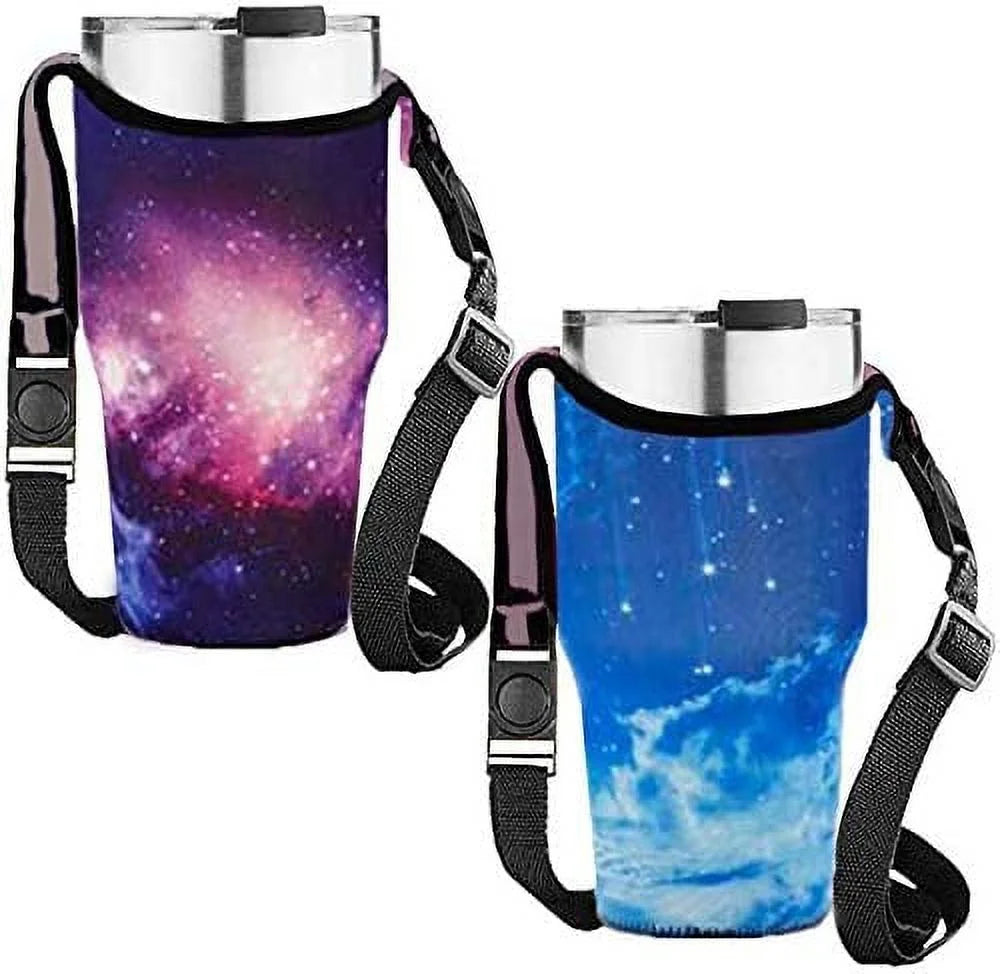 Blue & Purple Sky 30oz Neoprene Tumbler Carrier Pouch with Shoulder Strap Z3182