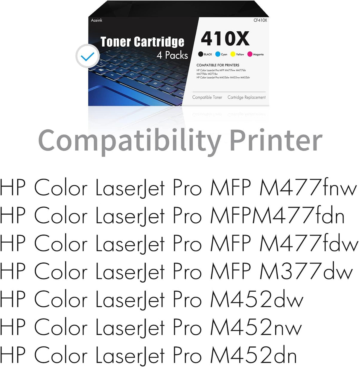 Compatible 4 Pack 410X Toner Cartridge F98815