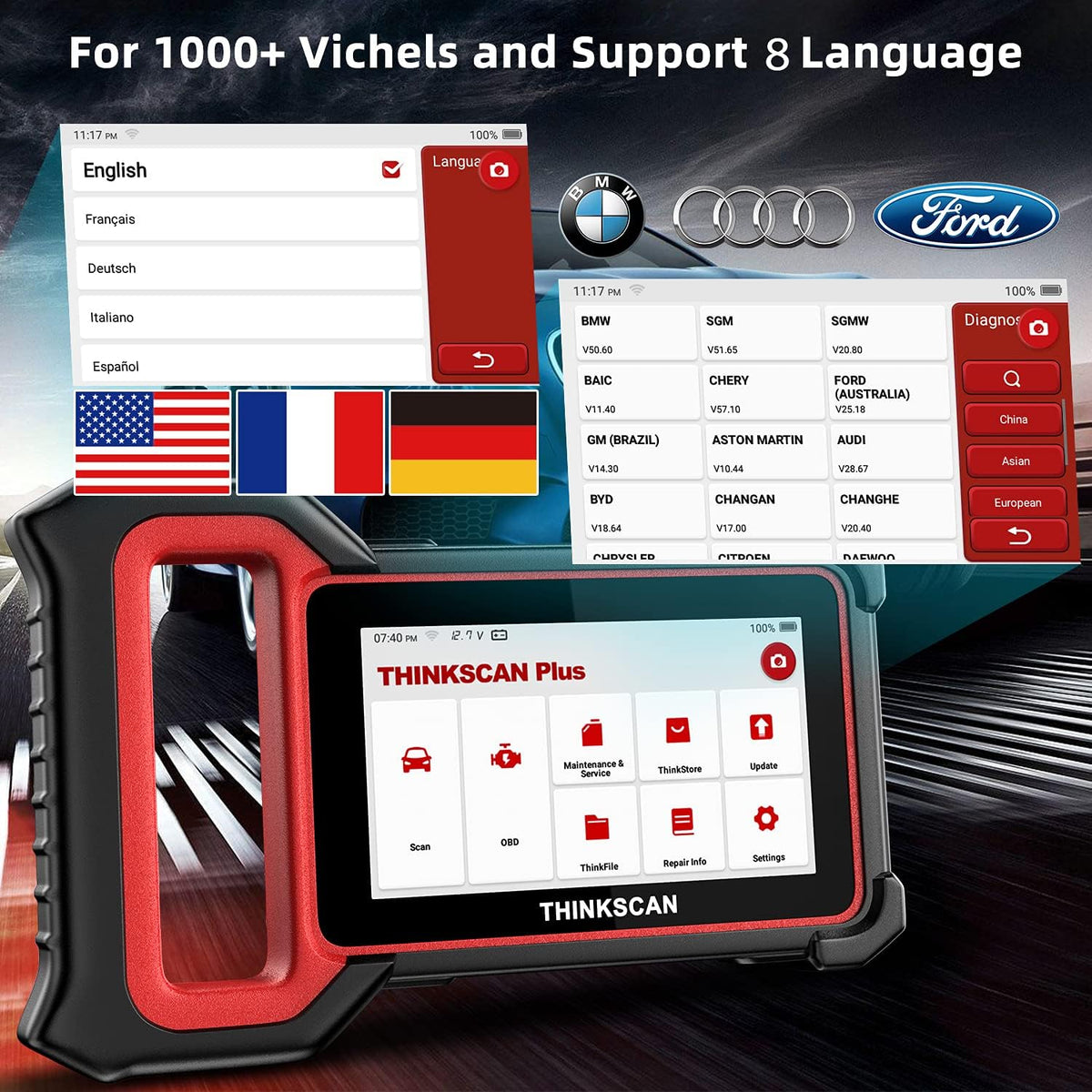 OBD2 Scanner Car Diagnostic Scanner with 28 Reset Functions 5 inch Touchscreen Y46983