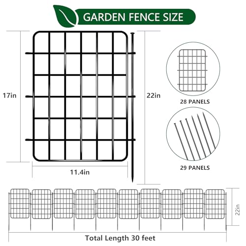 28 Panels No Dig Rustproof Metal Garden Fence Z858594