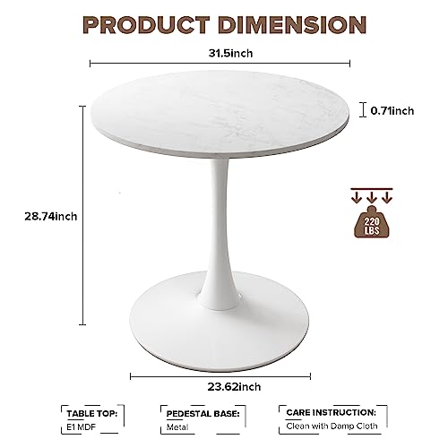 White Round MDF Pedestal Dining Table L169191